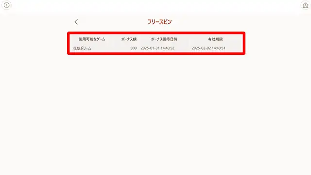遊雅堂のフリースピン確認＆起動画面
