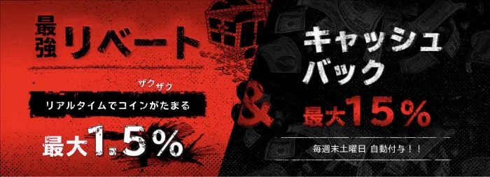 プロモーションが豊富でリベートとキャッシュバックを完備