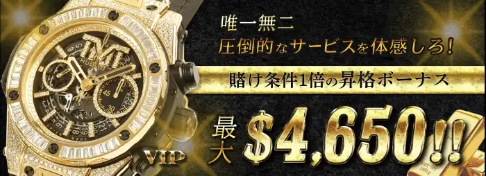 VIPランクの昇格条件はベット額のみで昇格ボーナスが貰える