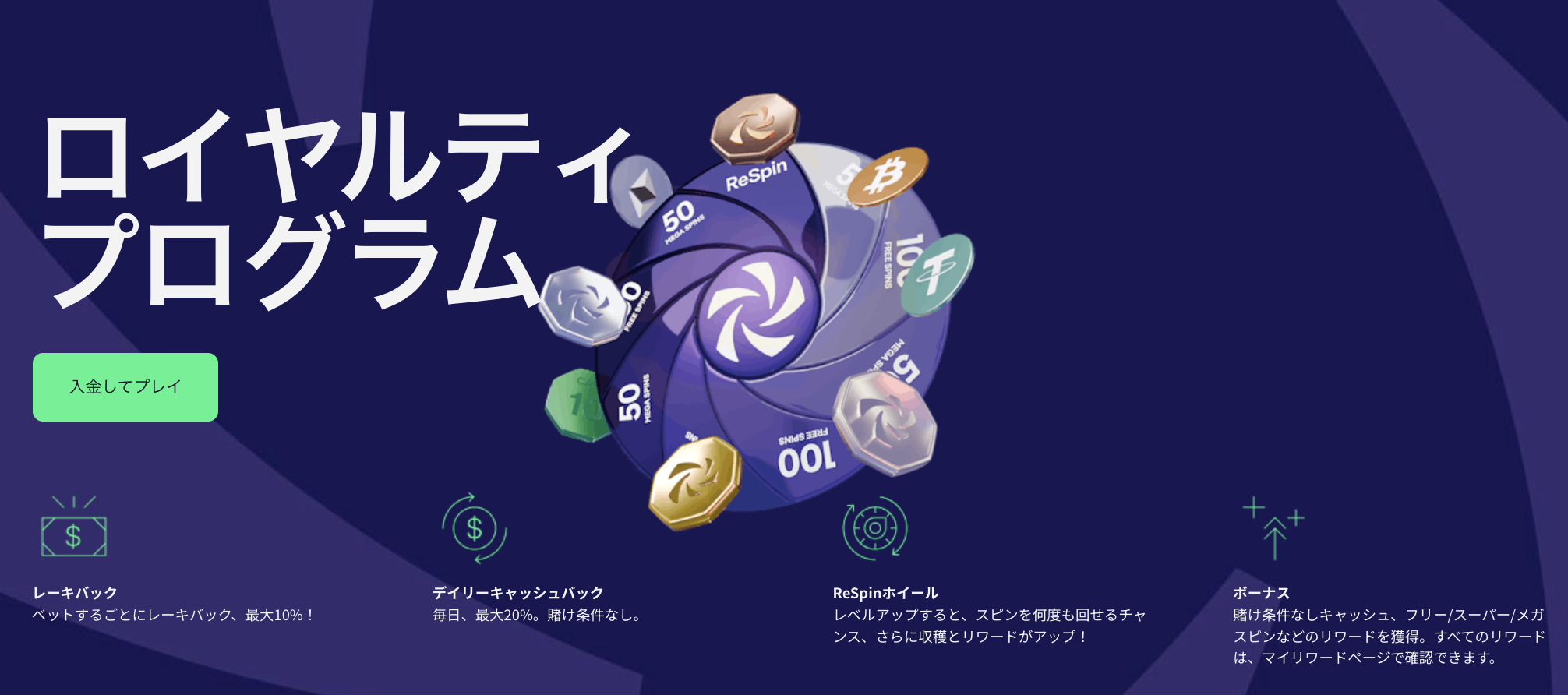 リスピンカジノのロイヤリティプログラム画像